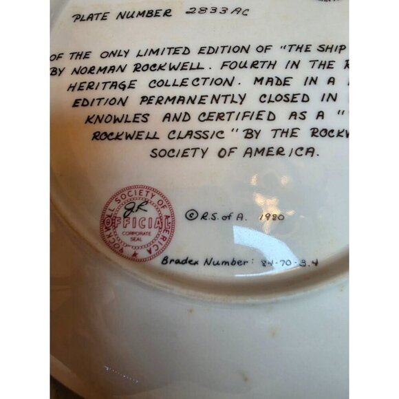 Norman Rockwell "The Ship Builder" Limited Edition Collector Plate - Picture 9 of 16